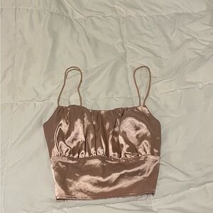 Elegant Satin Tan Cami Top